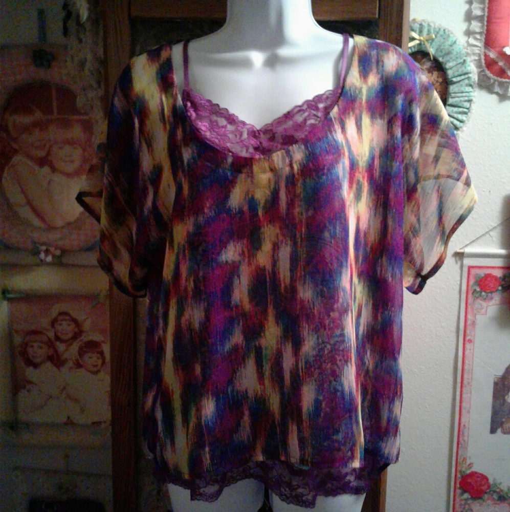 Wrangler, Purple,Tribal Pattern, Western Style, Blouse with Matching Camisole💜